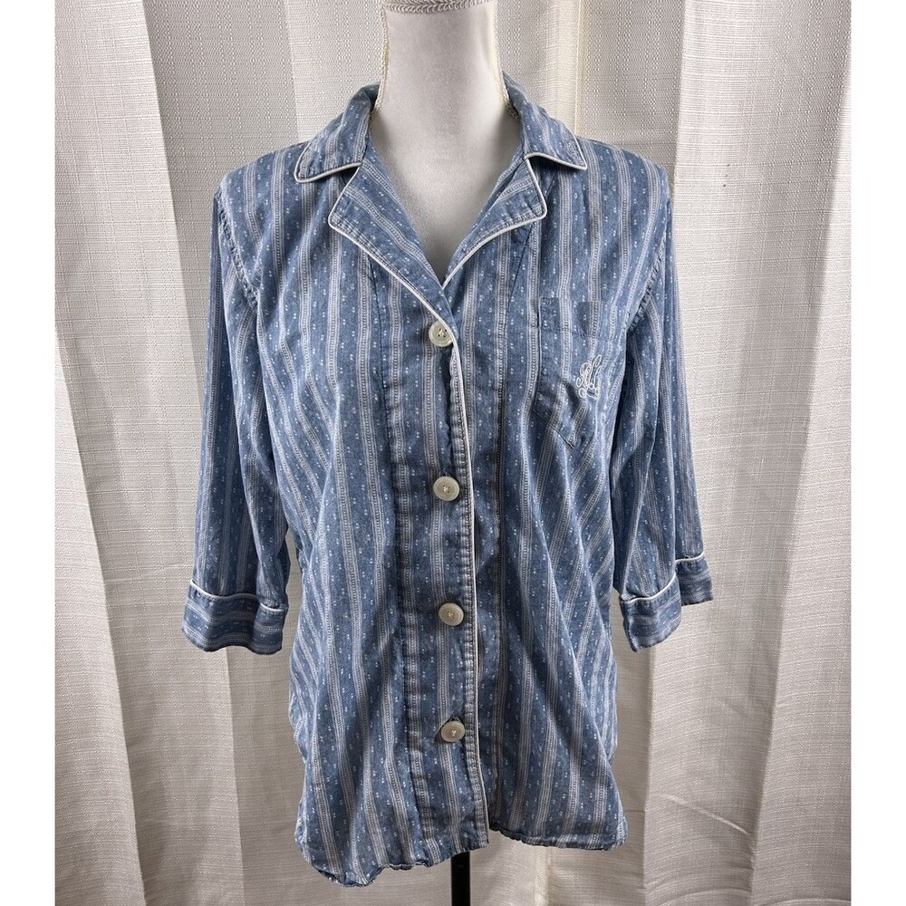 Lauren Ralph Lauren Button Down Sleepwear Cotton Pajama Top -Size Medium